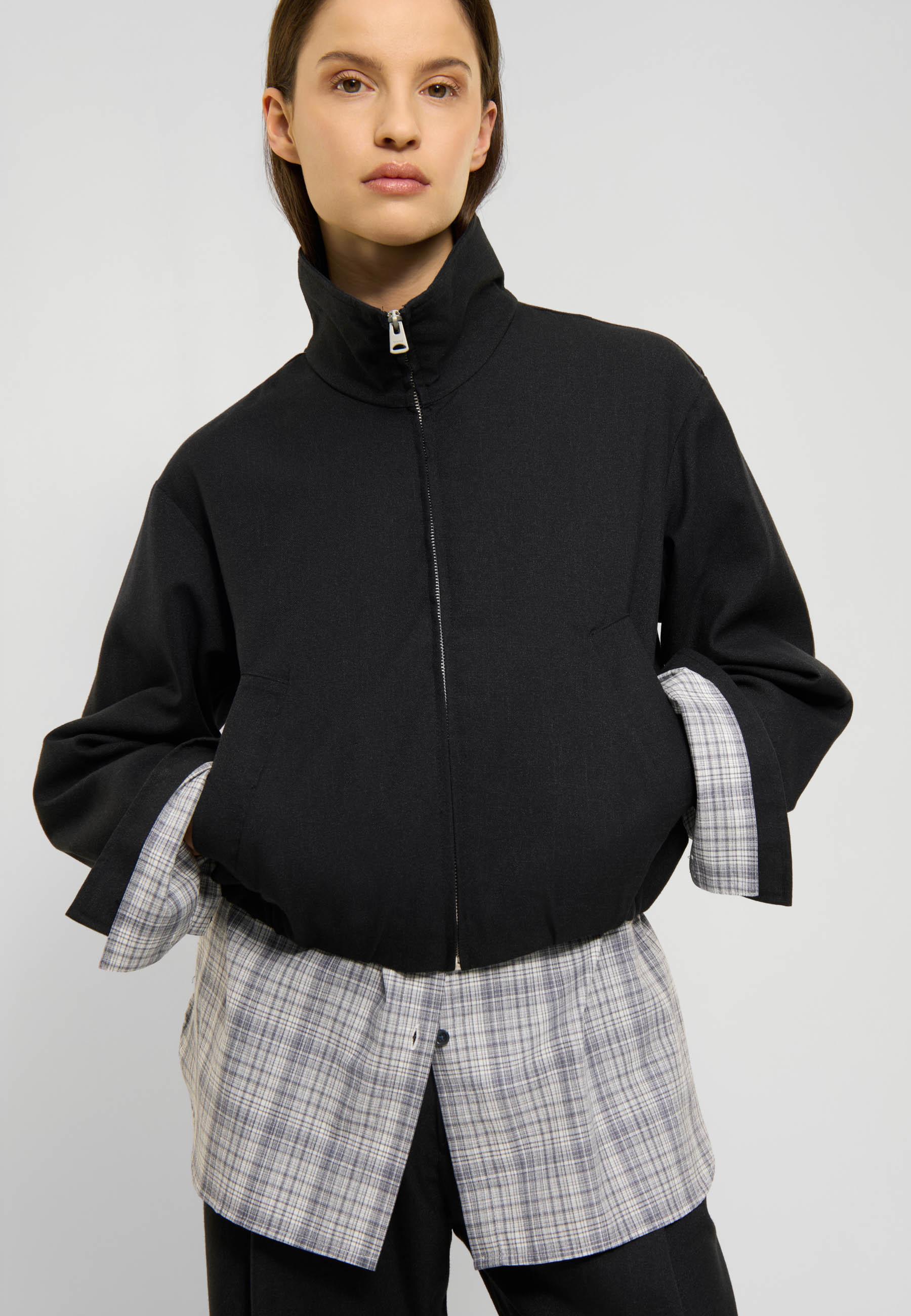 Elvine Enya Overshirt Black Melange Damen Jacke Blouson schwarz